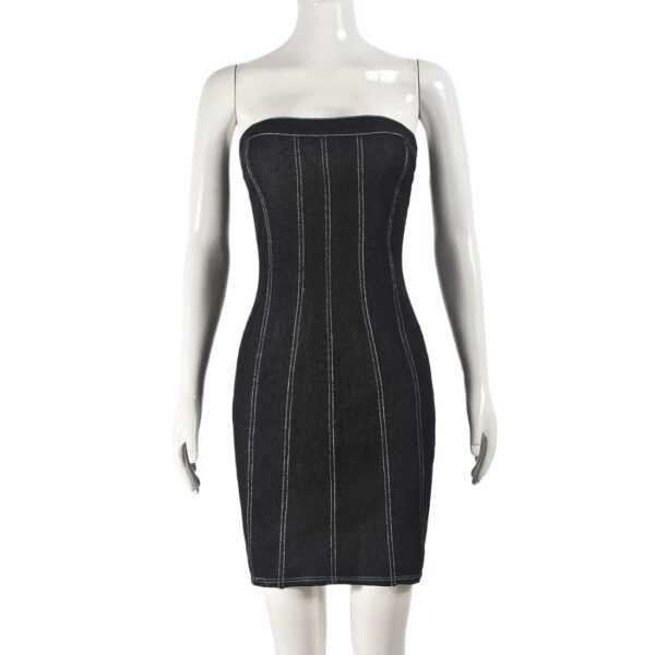 Fashion Backless Tube Denim Dress Summer Sexy Slim Short Dresses - Image 5