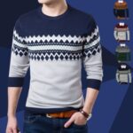 Autumn and winter color matching sets of sweaters slim round neck long sleeve bottoming shirt color matching sweater