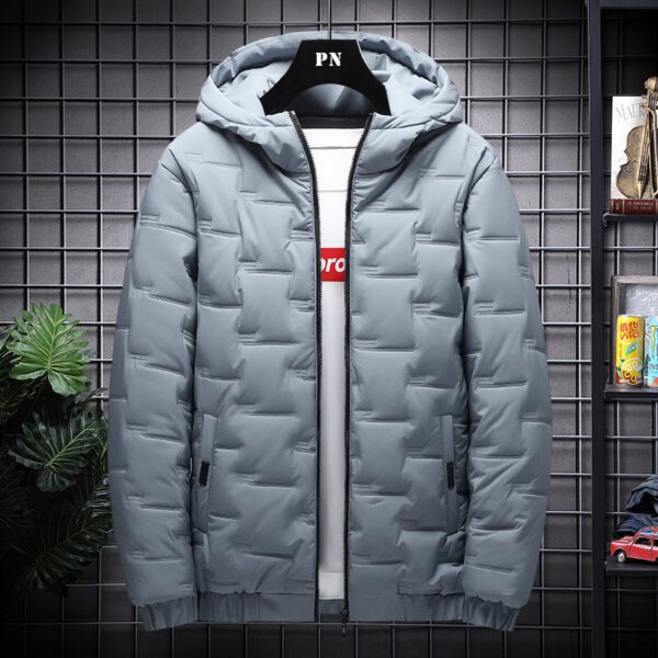 Men's Jacket Short Warm Hooded Cotton Jacket Men - Image 5