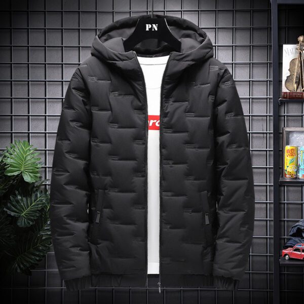 Men's Jacket Short Warm Hooded Cotton Jacket Men - Image 2