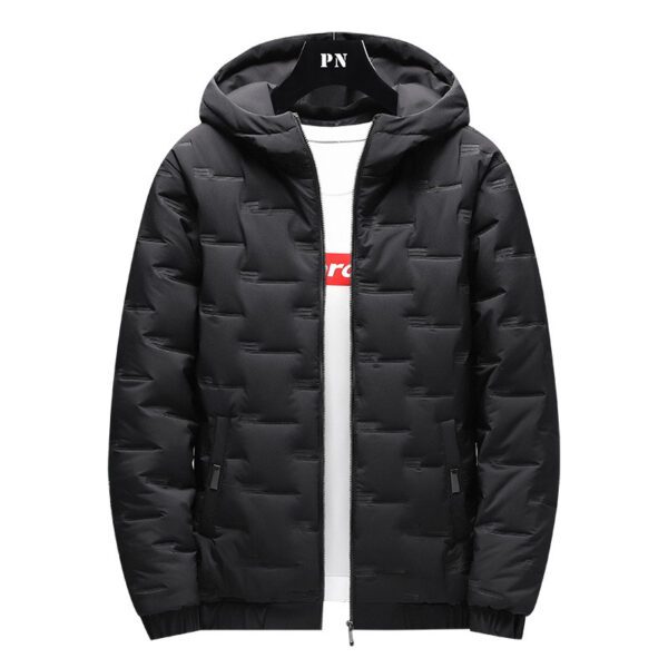 Men's Jacket Short Warm Hooded Cotton Jacket Men - Image 3