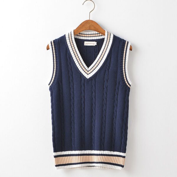Sweater Vest Men Plus Velvet V-Neck Striped Plus Size 5Xl Oversized Couple College Style Vest Ulzzang - Image 3