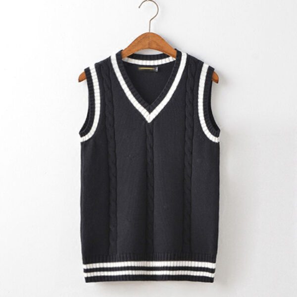 Sweater Vest Men Plus Velvet V-Neck Striped Plus Size 5Xl Oversized Couple College Style Vest Ulzzang - Image 2