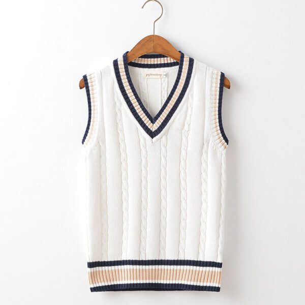 Sweater Vest Men Plus Velvet V-Neck Striped Plus Size 5Xl Oversized Couple College Style Vest Ulzzang - Image 4