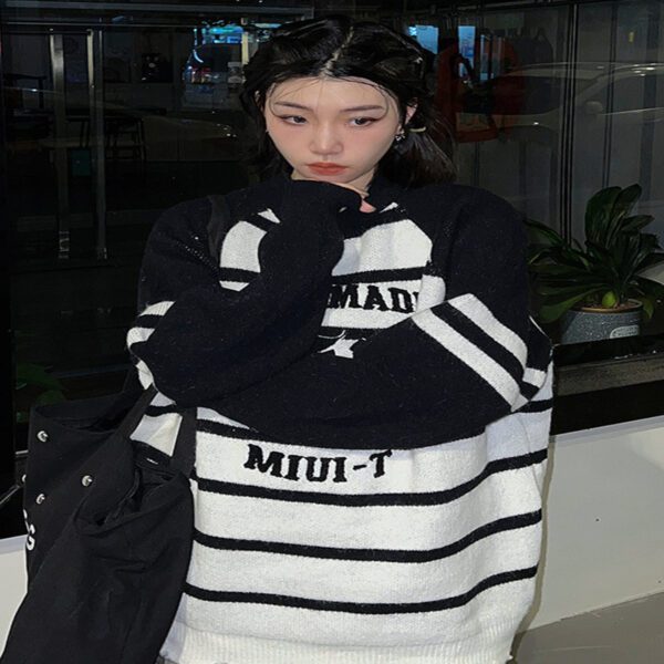 American Plush Striped Tattered Sweaters Cut Men And Women - Image 3