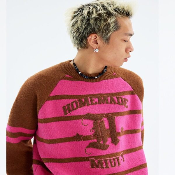 American Plush Striped Tattered Sweaters Cut Men And Women - Image 2