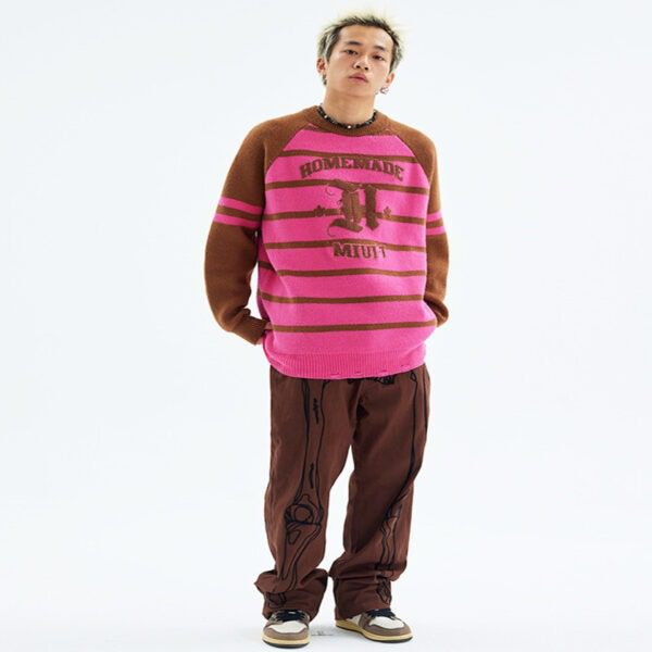 American Plush Striped Tattered Sweaters Cut Men And Women - Image 4