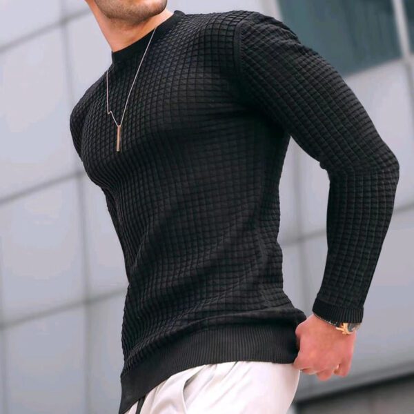 Trend Crew-neck Pullover Loose Knitted Long-sleeved Cotton Top For Men - Image 2