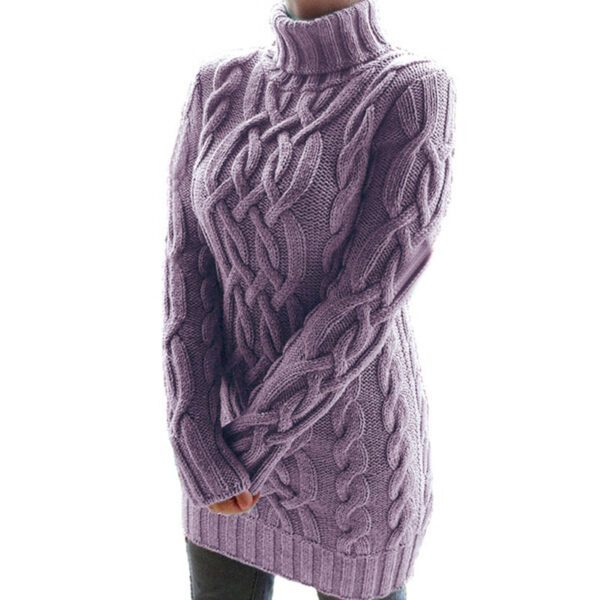 Women's Sweater Dress Thick Double Lapels Long Sweater - Image 9