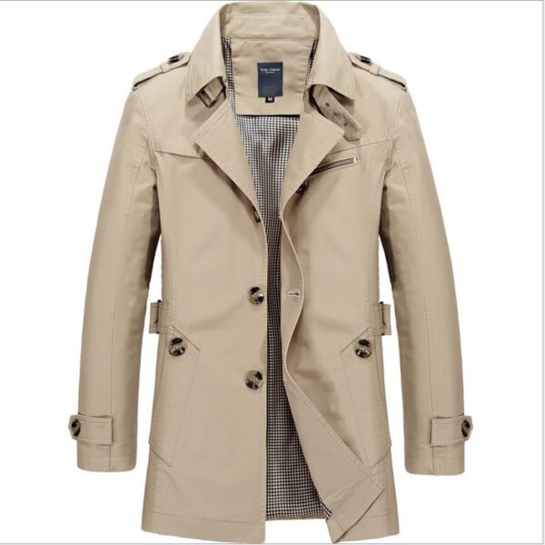 Men's Winter Casual Mid-length Thin Windbreaker Top - Image 4