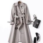 Double-breasted Mid-length Tie Trench Coat For Women