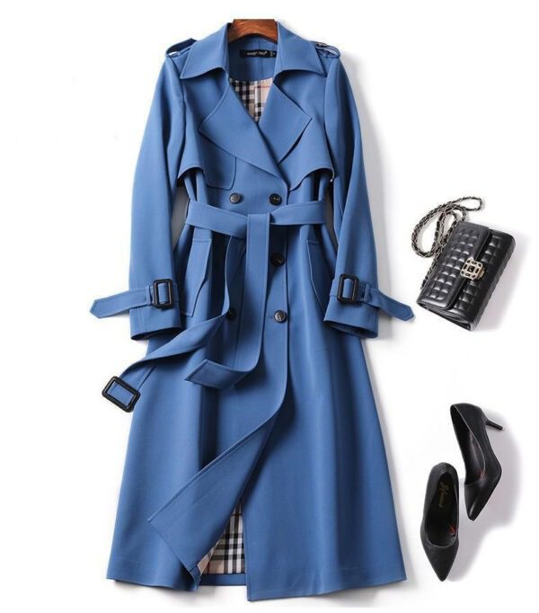 Double-breasted Mid-length Tie Trench Coat For Women - Image 9