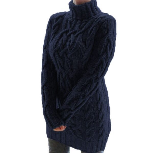 Women's Sweater Dress Thick Double Lapels Long Sweater - Image 7