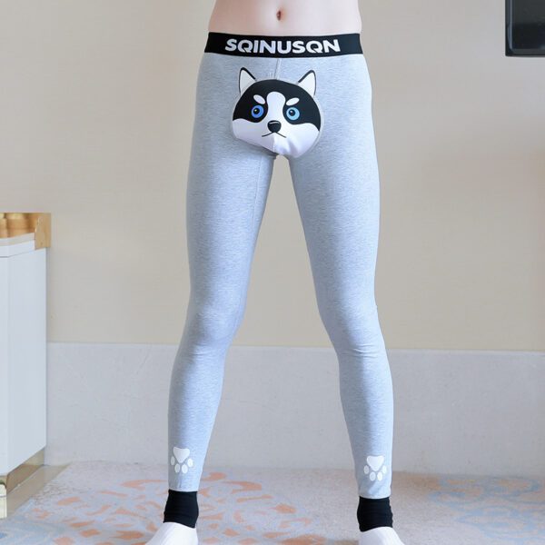 Cute Dog Print Leggings Winter Warm Innerwear Cotton Pants For Men - Image 8