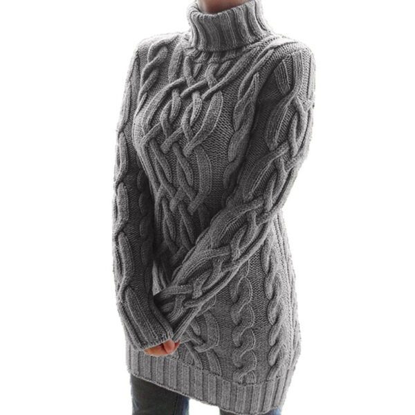 Women's Sweater Dress Thick Double Lapels Long Sweater - Image 6