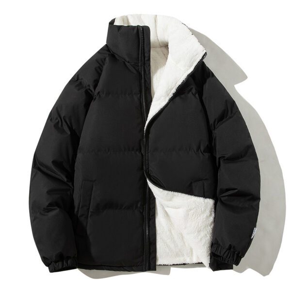Couples Stand-up Collar Coat With Pockets Fashion Winter Warm Plush Thickened Jacket For Women Men Loose Outwear Top Clothing - Image 5