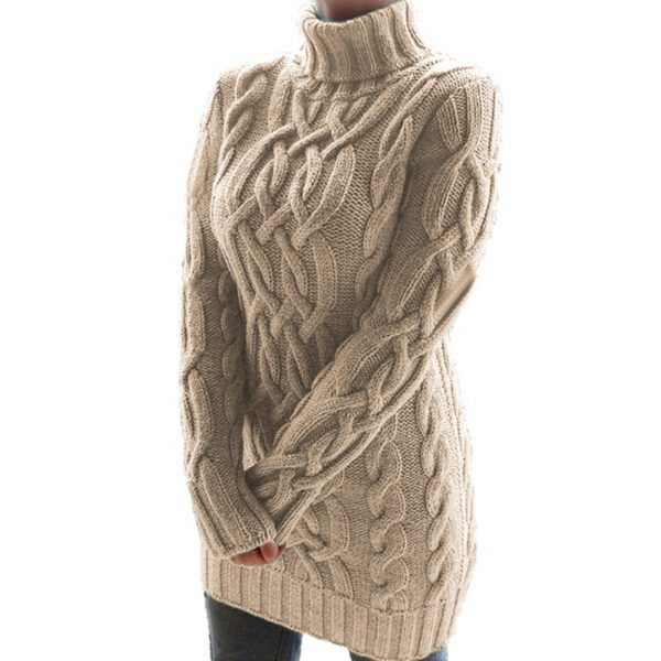 Women's Sweater Dress Thick Double Lapels Long Sweater - Image 2