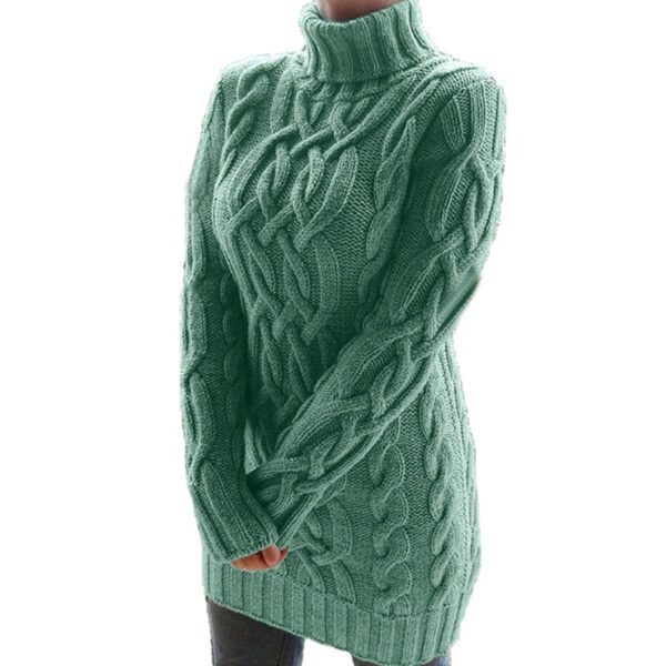 Women's Sweater Dress Thick Double Lapels Long Sweater - Image 4
