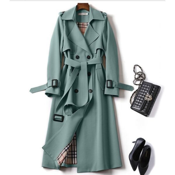 Double-breasted Mid-length Tie Trench Coat For Women - Image 8