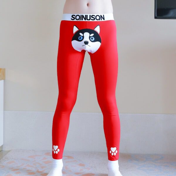 Cute Dog Print Leggings Winter Warm Innerwear Cotton Pants For Men - Image 9