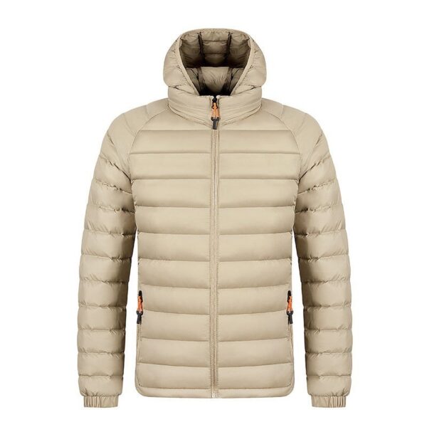 Winter Lightweight Hooded Coat With Pockets Fashion Warm Portable Zipper Jacket For Men Clothing Solid Color Outerwear Tops - Image 2