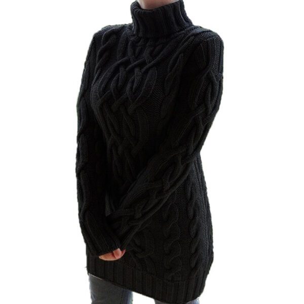 Women's Sweater Dress Thick Double Lapels Long Sweater - Image 5