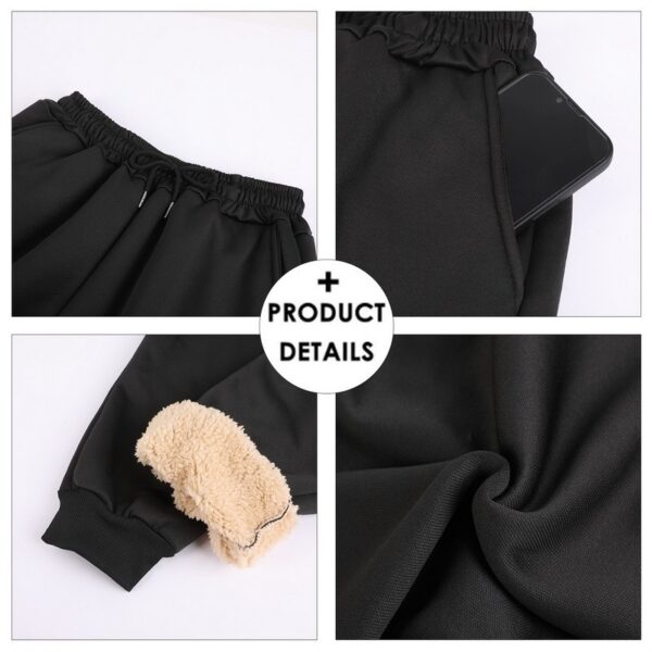 Autumn Winter Pants Men Women Trousers Warm Fleece Drawstring Pants M-5XL - Image 2