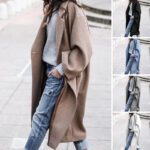 Long Jacket With Pockets Solid Color Single Breasted Lapel Woolen Coat For Women Warm
