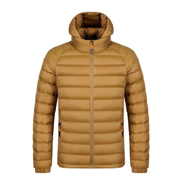 Winter Lightweight Hooded Coat With Pockets Fashion Warm Portable Zipper Jacket For Men Clothing Solid Color Outerwear Tops - Image 4
