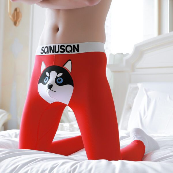 Cute Dog Print Leggings Winter Warm Innerwear Cotton Pants For Men - Image 3
