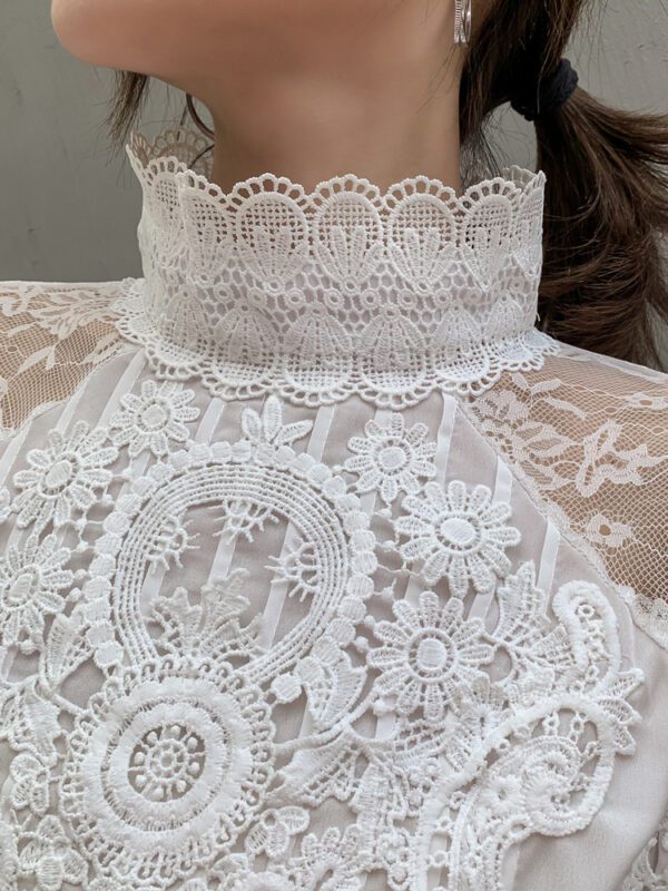 Elegant Women’s Lace Hollowed-Out Shirt - Image 2