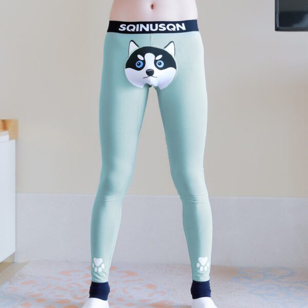 Cute Dog Print Leggings Winter Warm Innerwear Cotton Pants For Men - Image 7