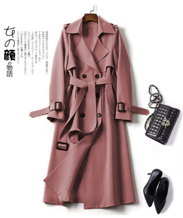 Double-breasted Mid-length Tie Trench Coat For Women - Image 5