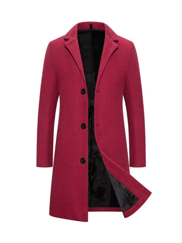 Men's Woolen Coat Slim-fit Mid-length Trench Coat - Image 6