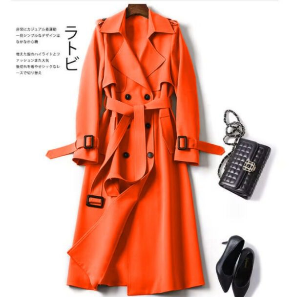 Double-breasted Mid-length Tie Trench Coat For Women - Image 10