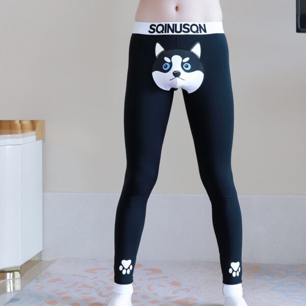 Cute Dog Print Leggings Winter Warm Innerwear Cotton Pants For Men - Image 6