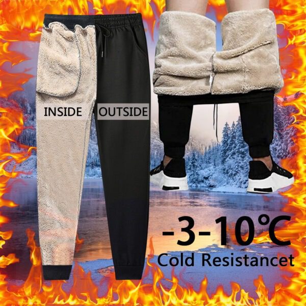 Autumn Winter Pants Men Women Trousers Warm Fleece Drawstring Pants M-5XL - Image 3