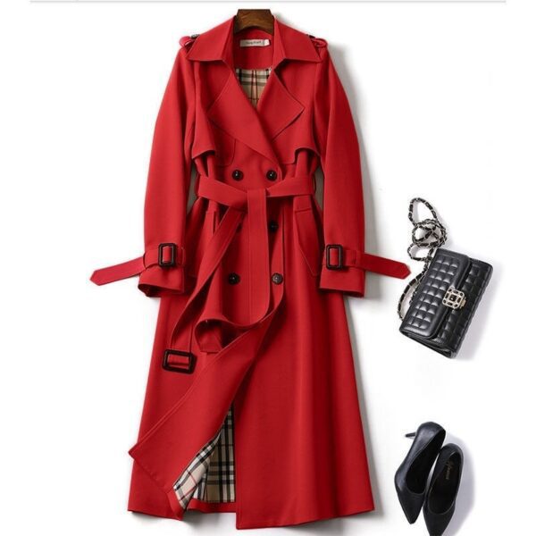 Double-breasted Mid-length Tie Trench Coat For Women - Image 7