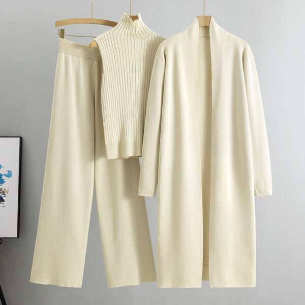3pcs Suits Women Fashion Knitting Sleeveless Vest Sweater Long Cardigan And Wide-leg Pants Three-piece Set - Image 6