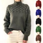 Fashion Cable Woven Detail High Collar Sweater
