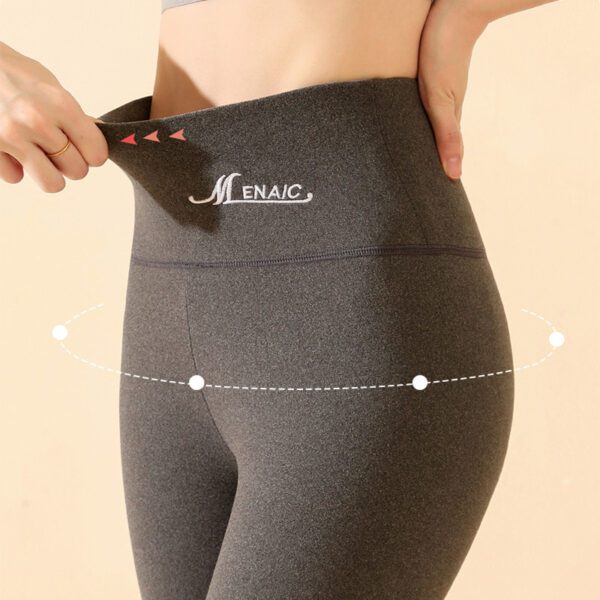 Winter High Waist Knee-pad Leggings Fashion Warm Double-sided Frosted Pants Solid Slim Trousers - Image 6