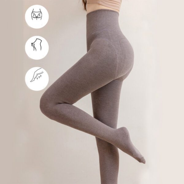 Winter High Waist Leggings With Sock Fashion Slim Pantyhose Warm Thin Legs Pants - Image 8