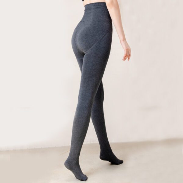 Winter High Waist Leggings With Sock Fashion Slim Pantyhose Warm Thin Legs Pants - Image 2