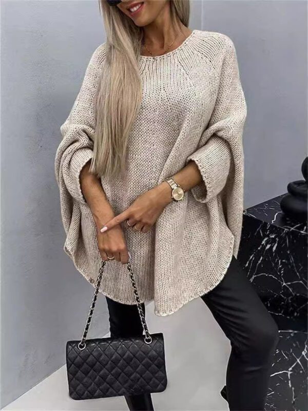 Winter Loose Batwing Sleeve Pullover Sweater Fashion Oversized Knitted Shawl Sweater Tops - Image 4
