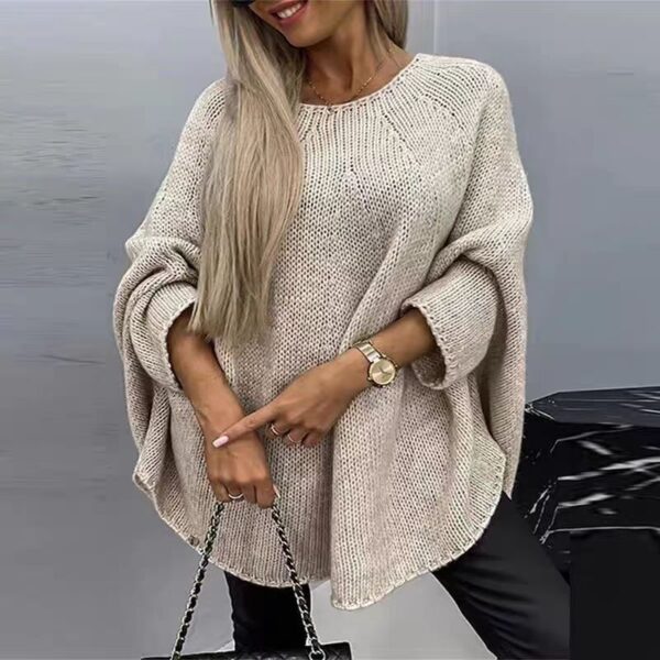 Winter Loose Batwing Sleeve Pullover Sweater Fashion Oversized Knitted Shawl Sweater Tops - Image 5