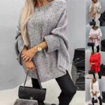 Winter Loose Batwing Sleeve Pullover Sweater Fashion Oversized Knitted Shawl Sweater Tops