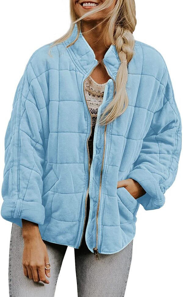 Solid Color Stand Collar Cotton With Loose Pockets Long Sleeved Jacket Women - Image 5