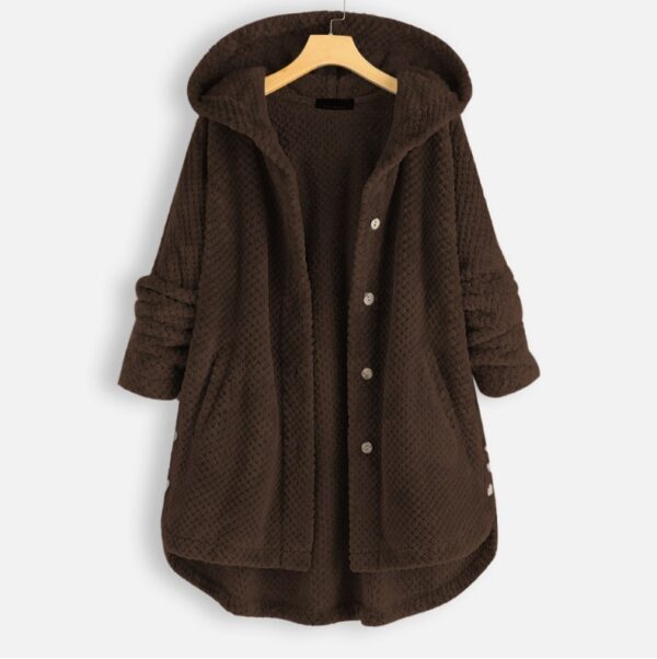 Women's Fashion Temperament Pure Color Hooded Double-sided Velvet Sweatshirt Coat - Image 6