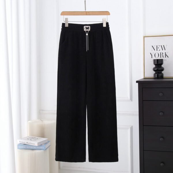 Loose Slimming Straight Pants Mop Thin European Cotton Velvet - Image 5