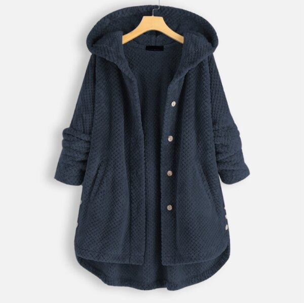 Women's Fashion Temperament Pure Color Hooded Double-sided Velvet Sweatshirt Coat - Image 5